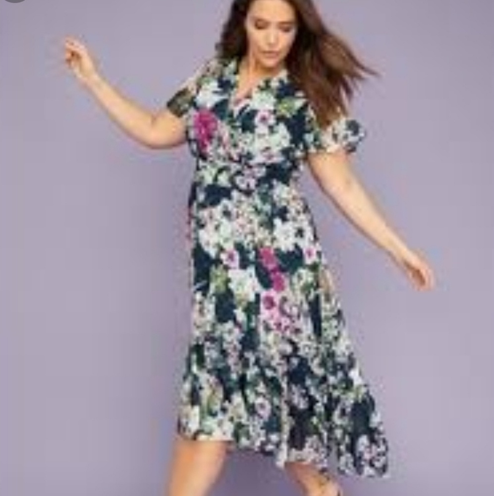 Lane Bryant V Neck Fit and Flare dress